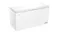 Side view of the Haier chest freezer with a hinged lid and a top handle Side view of the Haier chest freezer with a hinged lid and a top handle