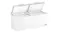Haier 300 series chest freezer with open lid, showing spacious interior and wire storage basket Haier 300 series chest freezer with open lid, showing spacious interior and wire storage basket