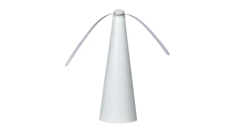 Front view of the Lambu Outdoor Flying Insect Deterrent Fan in white colour Front view of the Lambu Outdoor Flying Insect Deterrent Fan in white colour