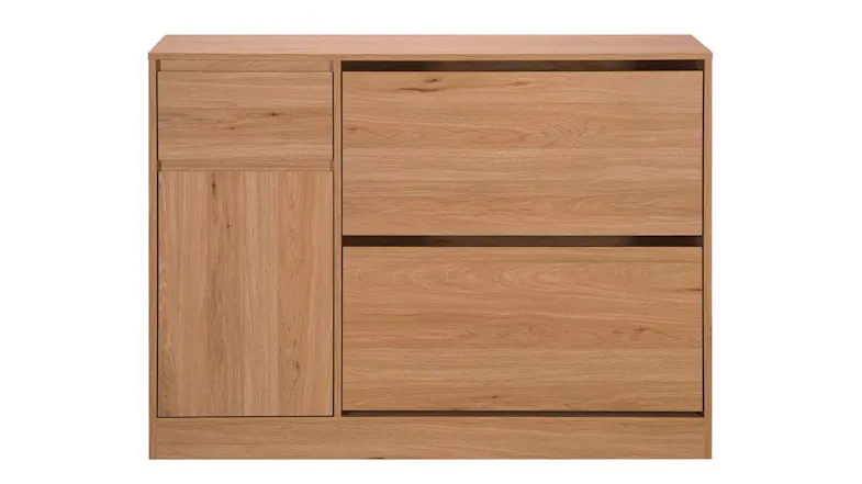 Front view of the Ingang Multi Shoe Cabinet in Oak colour Front view of the Ingang Multi Shoe Cabinet in Oak colour