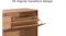 Oak cabinet with 45-degree design, tilted shoe storage compartments open for easy access Oak cabinet with 45-degree design, tilted shoe storage compartments open for easy access