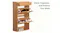 Compact wooden shoe rack cabinet with drawer and tilt-out shelves, displaying organised shoes and storage Compact wooden shoe rack cabinet with drawer and tilt-out shelves, displaying organised shoes and storage