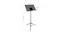 Adjustable folding music stand displayed with labelled dimensions, showing a 50cm wide tray, 34cm height, and a 60–135cm stand range Adjustable folding music stand displayed with labelled dimensions, showing a 50cm wide tray, 34cm height, and a 60–135cm stand range