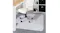 Office chair on a clear floor protection mat under the desk, textured surface shield for carpet against scratches and wea Office chair on a clear floor protection mat under the desk, textured surface shield for carpet against scratches and wea