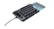 Compact RGB mechanical keypad with wired cable, rotary knob, and detachable wrist rest attached above keys Compact RGB mechanical keypad with wired cable, rotary knob, and detachable wrist rest attached above keys