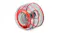 Transparent cutaway view of an Olympus 25mm lens, showing internal glass elements and red weather-sealing rings Transparent cutaway view of an Olympus 25mm lens, showing internal glass elements and red weather-sealing rings