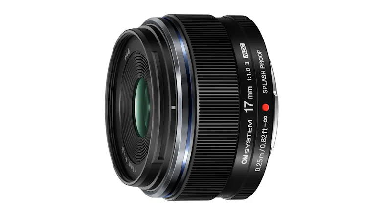 Angled view of the OM System Olympus M.Zuiko Digital 17mm f/1.8 II Lens Angled view of the OM System Olympus M.Zuiko Digital 17mm f/1.8 II Lens
