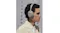 Close-up side view of a man listening to music using the headphones in sandstone colour Close-up side view of a man listening to music using the headphones in sandstone colour