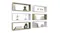 Angled view of the wall shelves with books and decor Angled view of the wall shelves with books and decor
