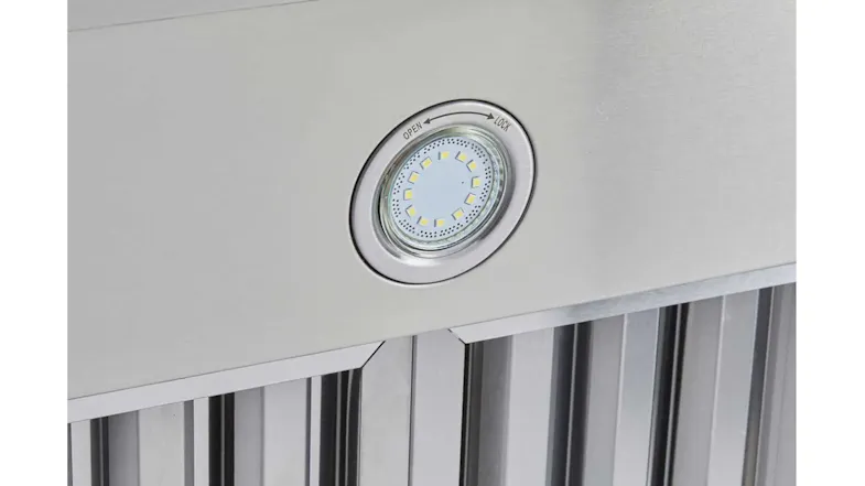 Recessed LED cabinet light with twist-lock design installed in a modern kitchen panel Recessed LED cabinet light with twist-lock design installed in a modern kitchen panel