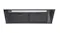 A black undermount rangehood with dual mesh filters, slim LED light strip, and push button controls A black undermount rangehood with dual mesh filters, slim LED light strip, and push button controls