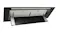 An angled front view of an undermount rangehood underside with dual filters, LED strip lighting, and a hinged panel open An angled front view of an undermount rangehood underside with dual filters, LED strip lighting, and a hinged panel open
