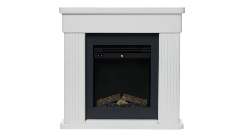 Front view of the fireplace highlighting unlit logs in the centre Front view of the fireplace highlighting unlit logs in the centre