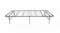 Front view of a wide black folding metal bed frame with a divided grid surface and folding legs Front view of a wide black folding metal bed frame with a divided grid surface and folding legs