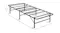 Angled view of foldable black metal bed frame with grid support, showing 36 cm height and full dimensions Angled view of foldable black metal bed frame with grid support, showing 36 cm height and full dimensions