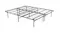 Angled view of a wide black folding metal bed frame with grid support and a centre bar Angled view of a wide black folding metal bed frame with grid support and a centre bar
