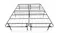 Top-front view of a black folding bed frame with two sections, a metal grid base, and support legs Top-front view of a black folding bed frame with two sections, a metal grid base, and support legs