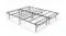 Angled view of a foldable black metal bed frame with dimensions labelled 203 × 153 × 36 cm Angled view of a foldable black metal bed frame with dimensions labelled 203 × 153 × 36 cm