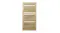 A front view of a wooden shoe cabinet with three slatted flip drawers, a compact vertical storage unit with a natural wood finish design A front view of a wooden shoe cabinet with three slatted flip drawers, a compact vertical storage unit with a natural wood finish design