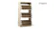 A close-up angle of a wooden shoe cabinet with a ventilation design and a tilt-out shelf A close-up angle of a wooden shoe cabinet with a ventilation design and a tilt-out shelf