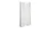An angled view of a white Skog shoe cabinet with multiple open shelves and a modern vertical design An angled view of a white Skog shoe cabinet with multiple open shelves and a modern vertical design