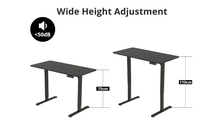 A diagram illustrating width adjustment arrows for the desk frame, indicating a minimum 60 cm and maximum 80 cm span A diagram illustrating width adjustment arrows for the desk frame, indicating a minimum 60 cm and maximum 80 cm span