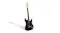 Black electric guitar with a maple neck and dual pickups Black electric guitar with a maple neck and dual pickups