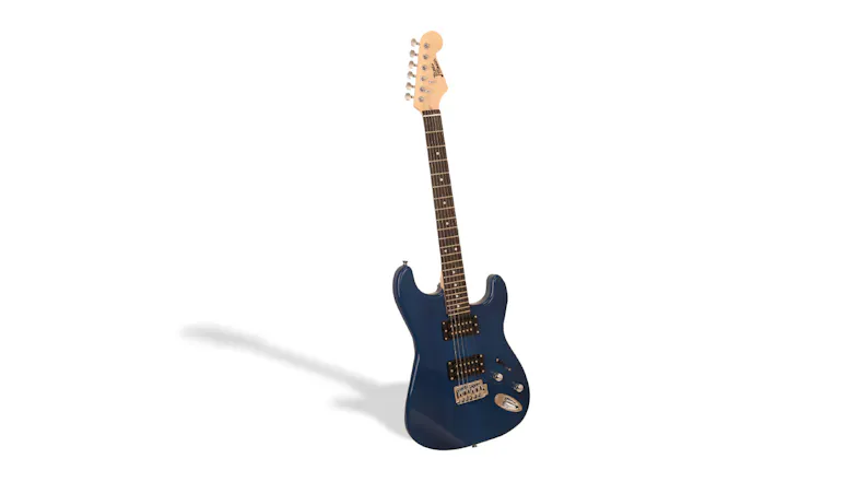 Blue electric guitar with double humbuckers and a maple neck Blue electric guitar with double humbuckers and a maple neck