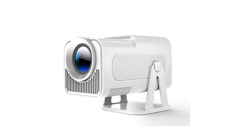 Magcubic HY320 NTV projector with a sleek black design, lens, and sturdy stand Magcubic HY320 NTV projector with a sleek black design, lens, and sturdy stand