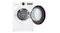 White LG 9kg dryer showing its open front door and stainless steel textured drum White LG 9kg dryer showing its open front door and stainless steel textured drum