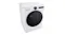 High angle top-down view from the left side of a modern LG heat pump dryer High angle top-down view from the left side of a modern LG heat pump dryer