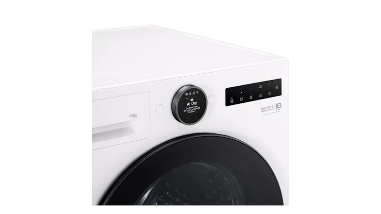 Detailed view of the circular digital control knob and black display touch panel on a dryer Detailed view of the circular digital control knob and black display touch panel on a dryer