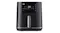 Front view of Braun MultiFry 5 air fryer in black with a glossy digital control panel Front view of Braun MultiFry 5 air fryer in black with a glossy digital control panel