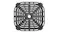 Close-up of the removable air fryer crisper plate with a perforated grid design and central hole Close-up of the removable air fryer crisper plate with a perforated grid design and central hole