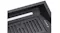 A close-up of an undermount rangehood showing matte black finish, LED light strip, vent slots and control panel design A close-up of an undermount rangehood showing matte black finish, LED light strip, vent slots and control panel design