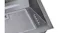 A close-up view of a rangehood showing a metal mesh filter, push button controls and stainless steel undermount frame detail A close-up view of a rangehood showing a metal mesh filter, push button controls and stainless steel undermount frame detail
