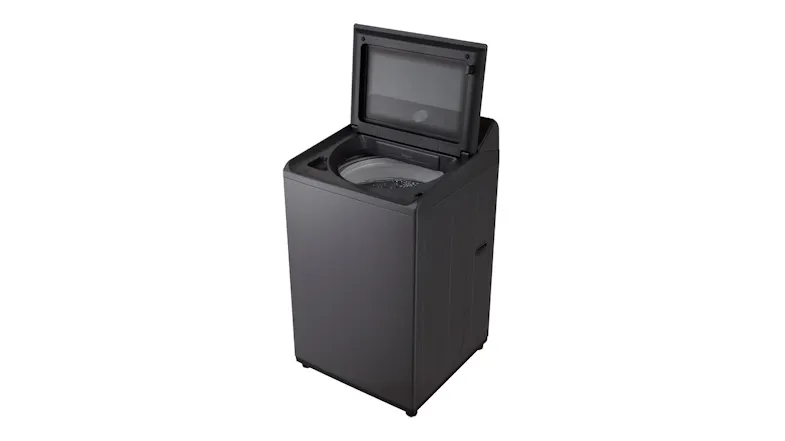 A left-facing angled view of the washer with its door opened A left-facing angled view of the washer with its door opened