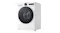 Angled right side view of the LG washer showcasing the tinted glass lid Angled right side view of the LG washer showcasing the tinted glass lid