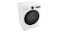 High-angle left view of the LG washer with a control knob High-angle left view of the LG washer with a control knob