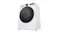 Low-angle perspective view of the washer with a visible drum Low-angle perspective view of the washer with a visible drum