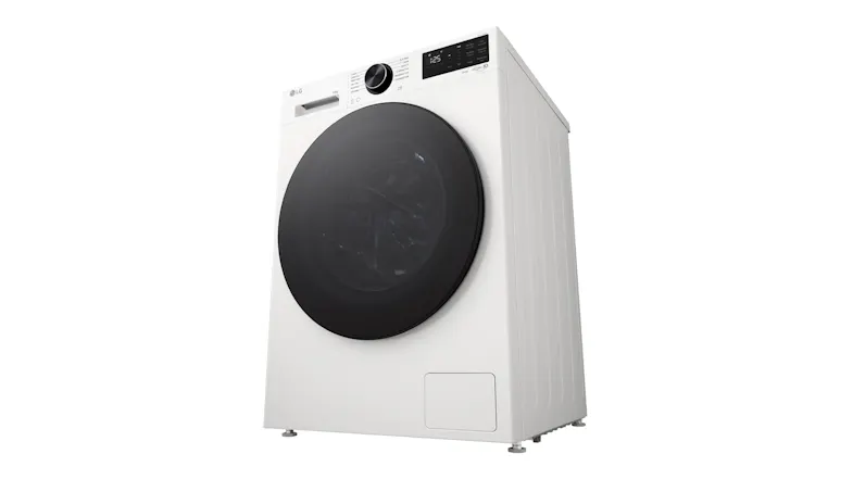 A right-facing angled raised view of the washer A right-facing angled raised view of the washer