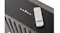 A close-up angled view of the Schweigen rangehood control panel with remote showing its digital display and lights A close-up angled view of the Schweigen rangehood control panel with remote showing its digital display and lights