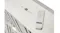 A close-up angled view of the Schweigen rangehood control panel with remote showing its digital disy and lights A close-up angled view of the Schweigen rangehood control panel with remote showing its digital disy and lights