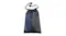 A grey drawstring pouch featuring a tied black cord at the top A grey drawstring pouch featuring a tied black cord at the top