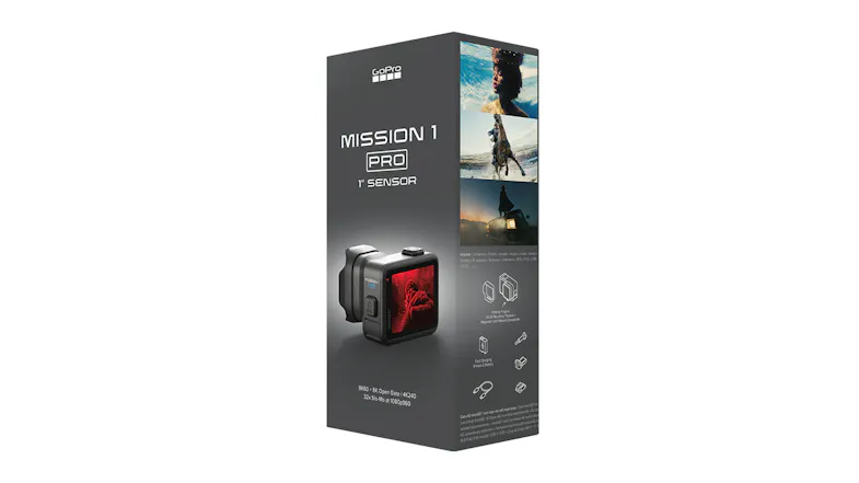 Angled view of GoPro retail box featuring sample lifestyle imagery Angled view of GoPro retail box featuring sample lifestyle imagery