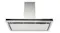Front view of a stainless steel Schweigen 90cm silent wall-mounted rangehood with a black control panel and built-in lights Front view of a stainless steel Schweigen 90cm silent wall-mounted rangehood with a black control panel and built-in lights