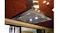 Schweigen Island rangehood underside view showing stainless steel filters and lights, mounted beneath timber ceiling backdrop Schweigen Island rangehood underside view showing stainless steel filters and lights, mounted beneath timber ceiling backdrop
