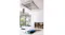 Ceiling-mounted stainless steel Schweigen 120cm rangehood with LED strips above a marble kitchen island and cooktop Ceiling-mounted stainless steel Schweigen 120cm rangehood with LED strips above a marble kitchen island and cooktop