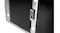 Close-up of the rangehood exterior with black glass panel closed, showing side-mounted control panel Close-up of the rangehood exterior with black glass panel closed, showing side-mounted control panel