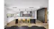 Modern open plan kitchen with island seating, timber stools, stainless steel rangehood and sleek black feature cabinetry Modern open plan kitchen with island seating, timber stools, stainless steel rangehood and sleek black feature cabinetry